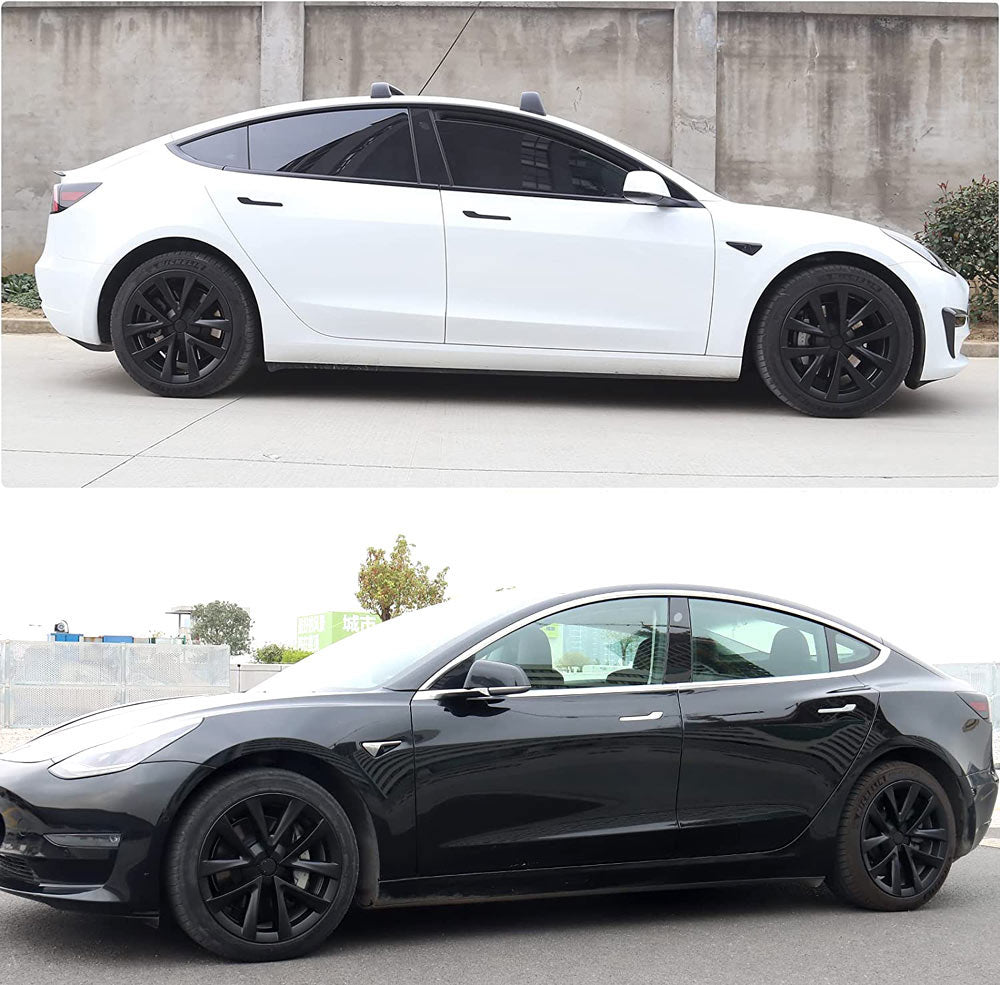 2018-2023 Tesla Model 3 Wheel Covers Hub Caps - Matte Black - 5