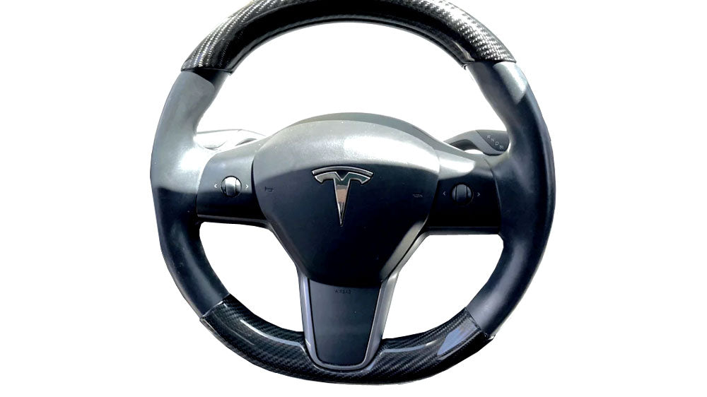 Tesla Model Y & Model 3 Steering Wheel Covers - Carbon Fiber - 4